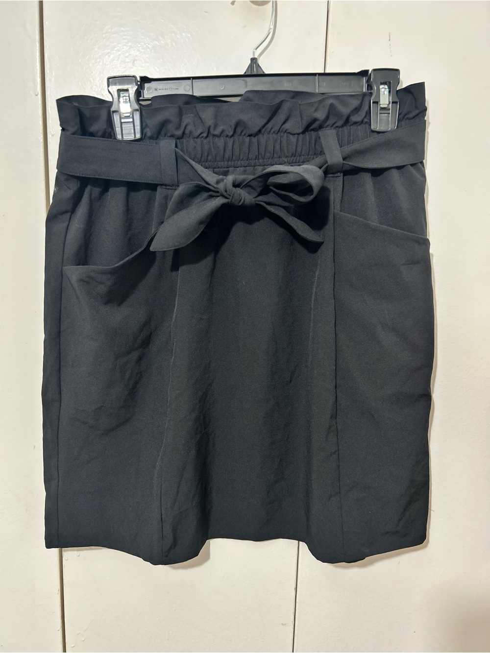 Mondetta Black Paperbag Mini Skirt with Waist Tie
